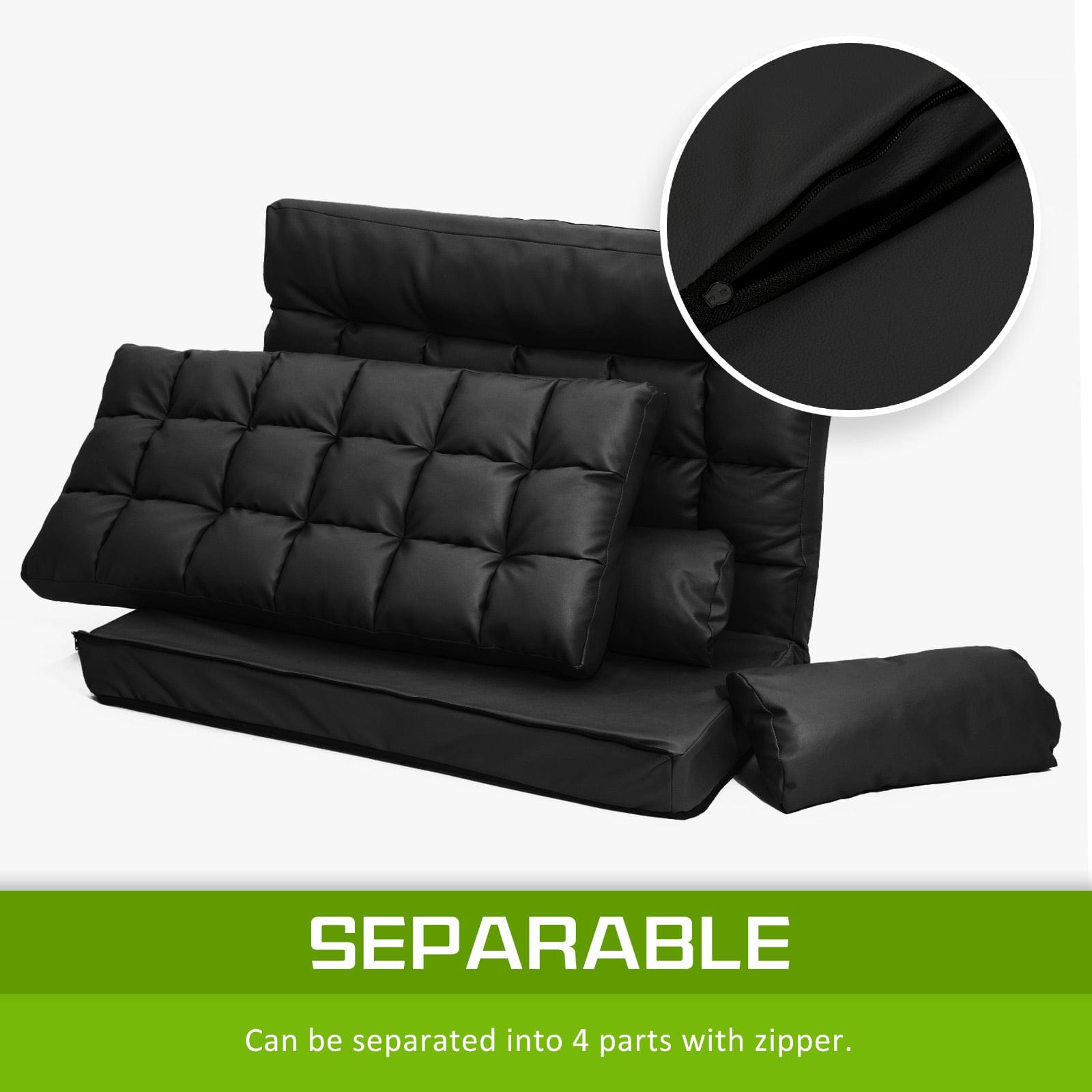 La Bella Sofa Lounge Couch Sofa Bed Double Seat Leather GEMINI BLACK