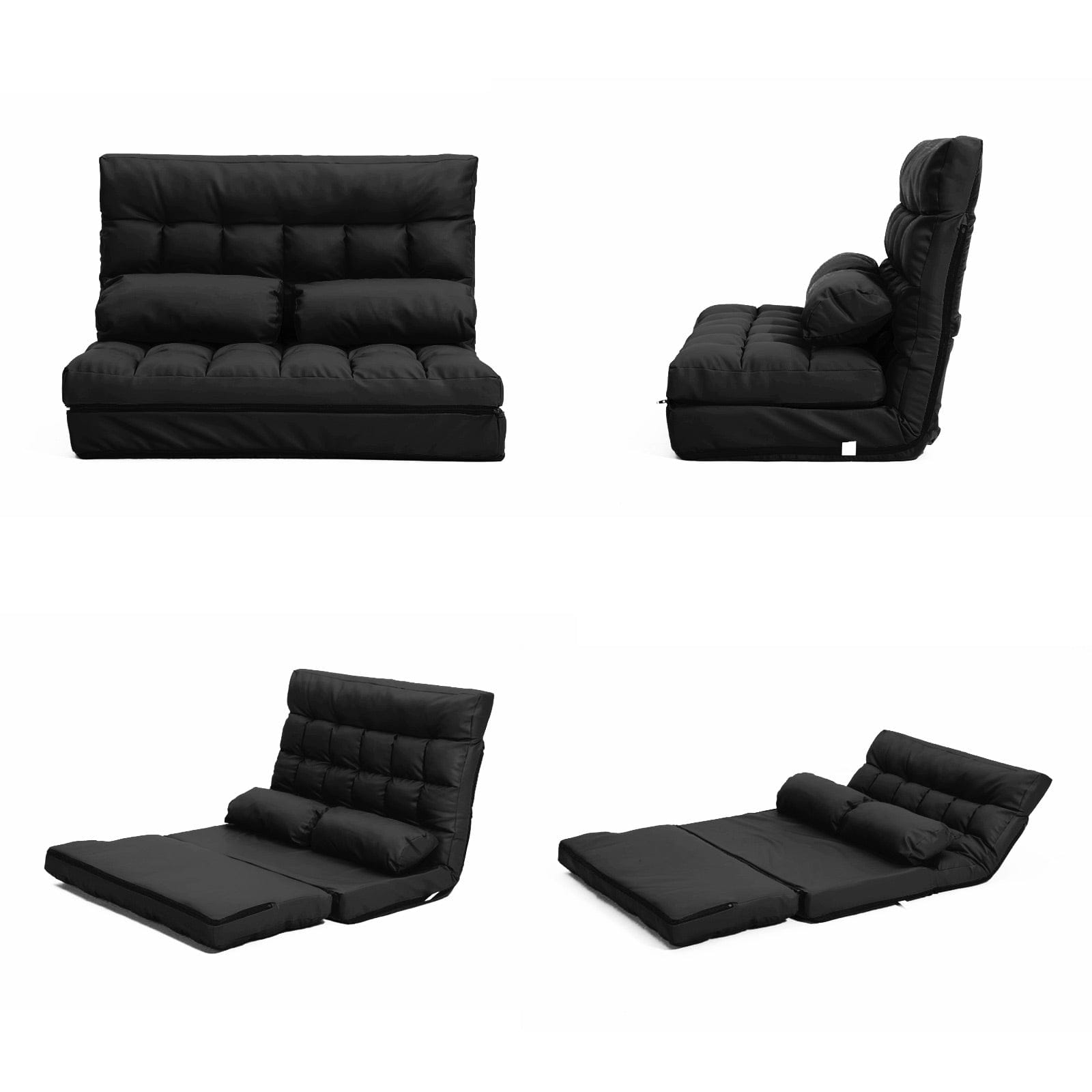 La Bella Sofa Lounge Couch Sofa Bed Double Seat Leather GEMINI BLACK