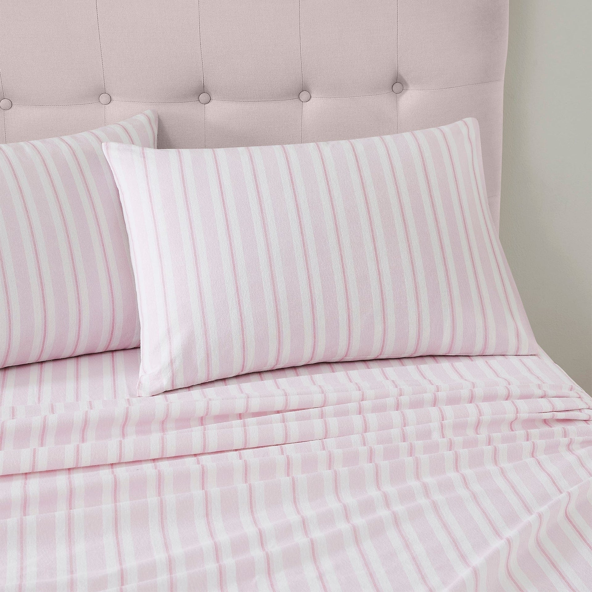 Laura Ashley Bed Sheets LAURA ASHLEY BRAMPTON STRIPE SHEET SET - BLUSH PINK
