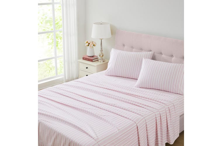 Laura Ashley Bed Sheets LAURA ASHLEY BRAMPTON STRIPE SHEET SET - BLUSH PINK