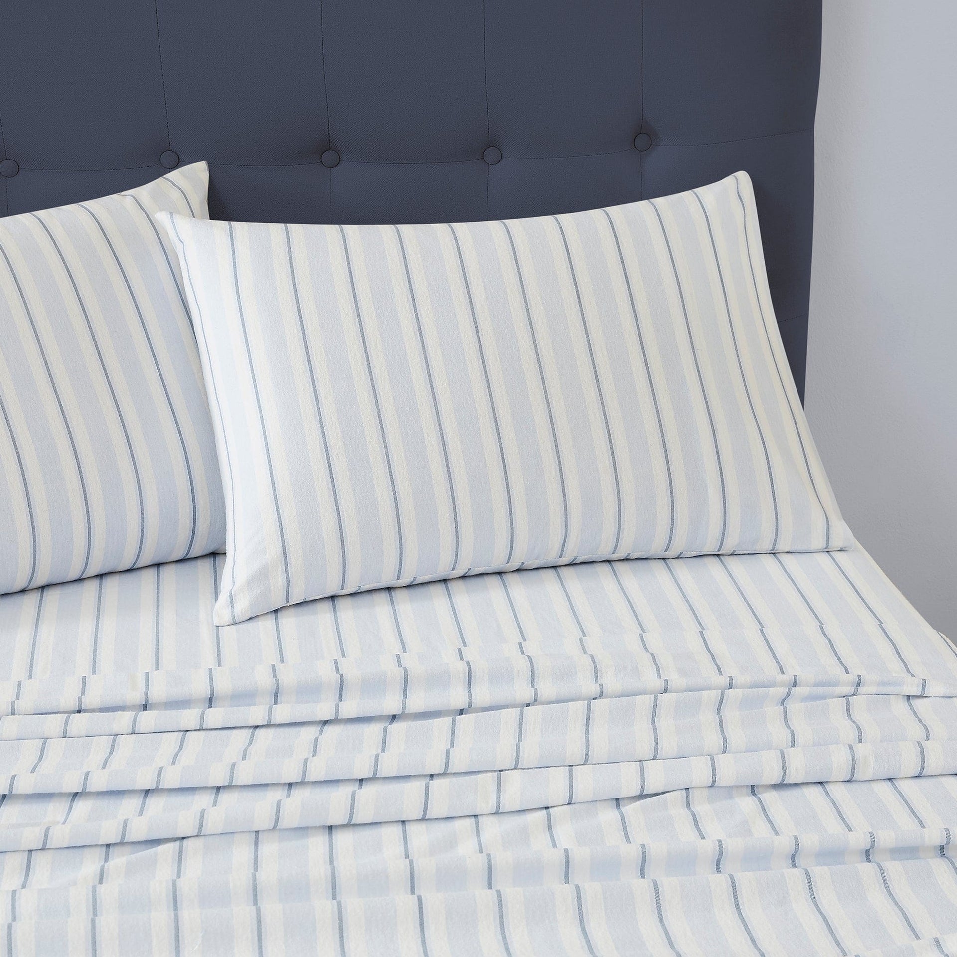 Laura Ashley Bed Sheets LAURA ASHLEY BRAMPTON STRIPE SHEET SET - MIDNIGHT BLUE