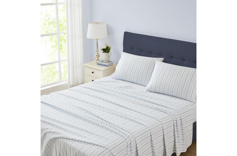Laura Ashley Bed Sheets LAURA ASHLEY BRAMPTON STRIPE SHEET SET - MIDNIGHT BLUE