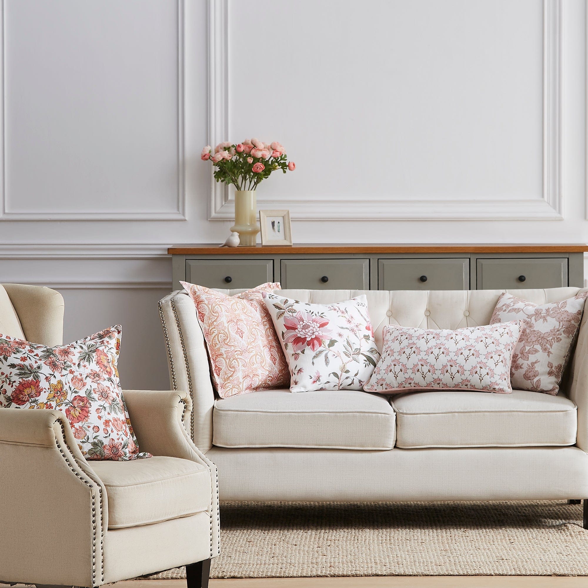 Laura Ashley Cushion LAURA ASHLEY | LAMBTON GARDEN PLASTER PINK 50X50CM FILLED CUSHION