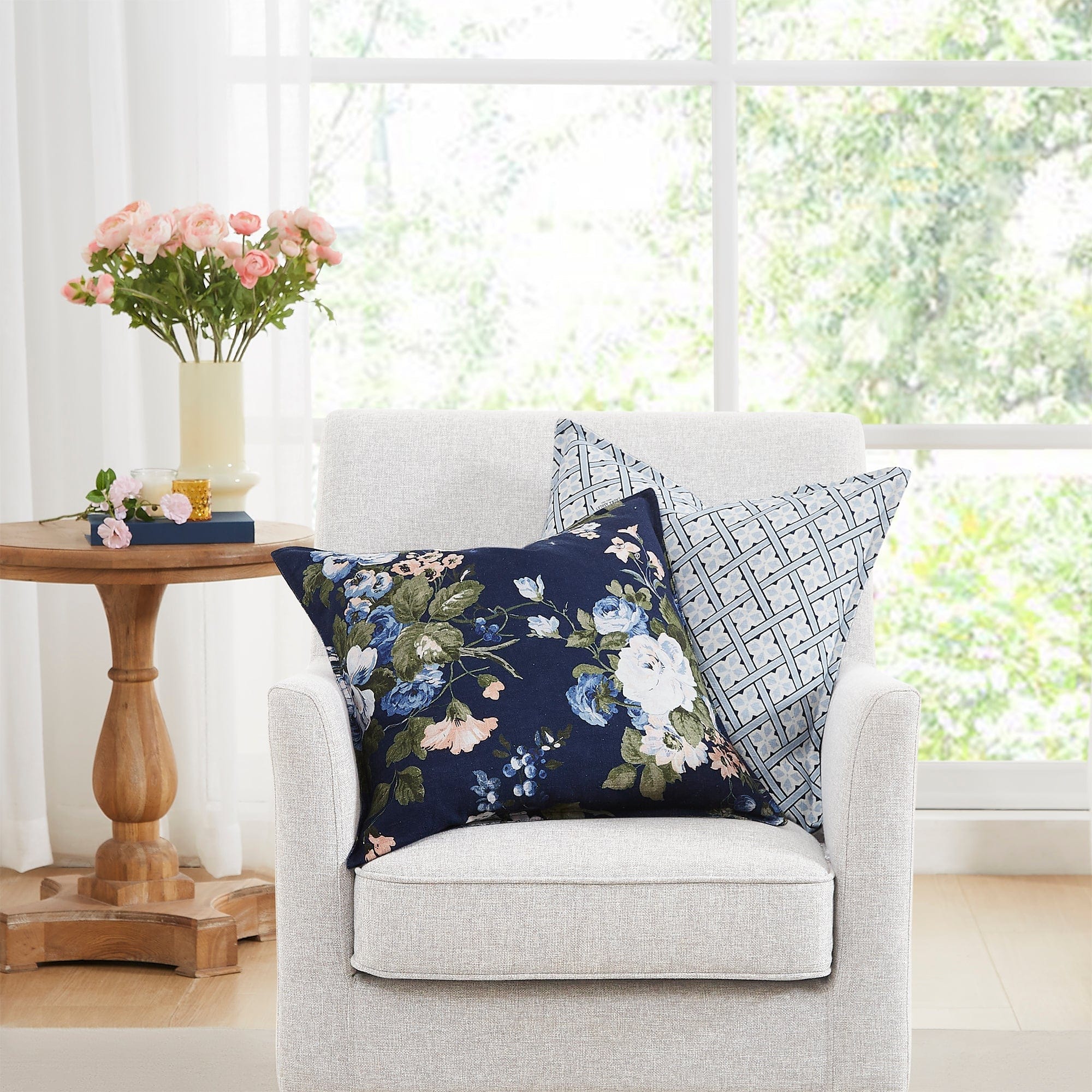 Laura Ashley Cushion LAURA ASHLEY | MR JONES SKY BLUE 50X50CM FILLED CUSHION