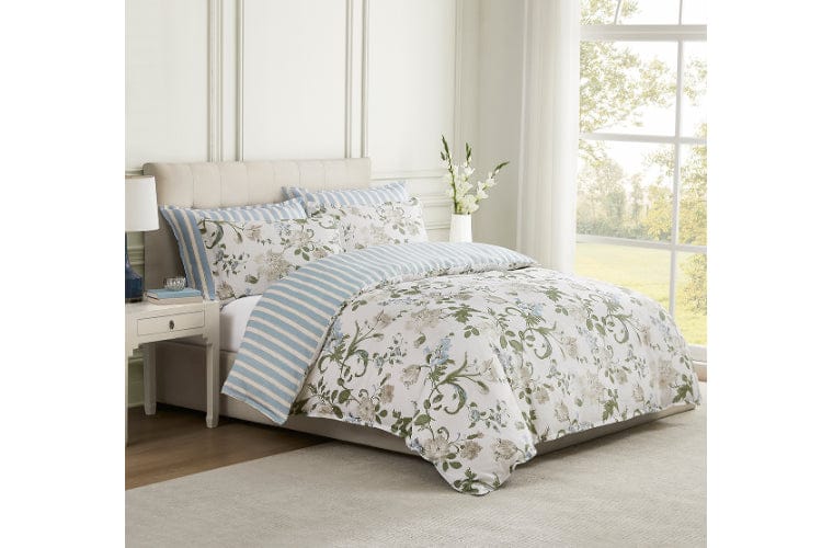 Laura Ashley Quilt Cover LAURA ASHLEY ROSALIND SEASPRAY QUILT COVER SET