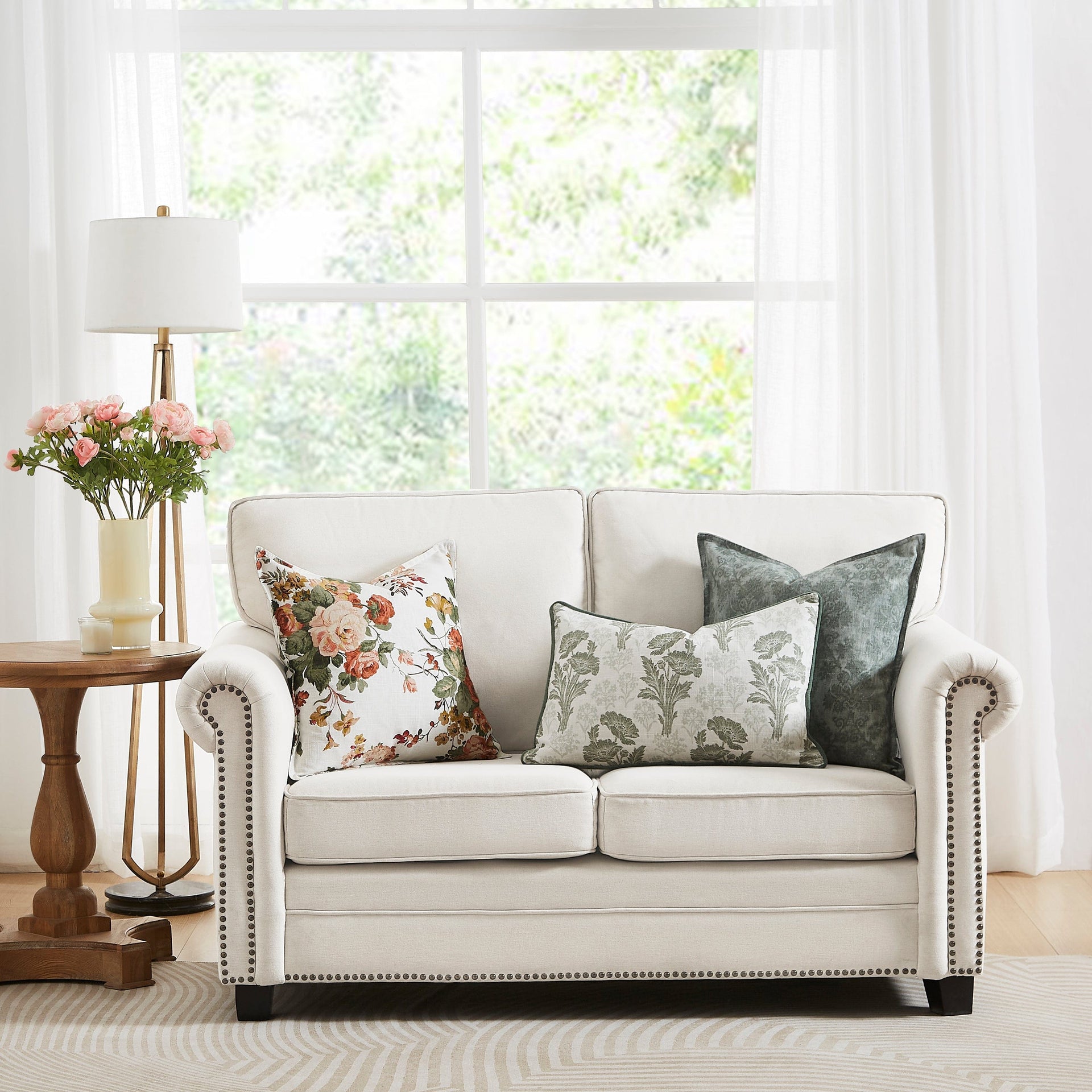 Laura Ashley Cushion LAURA ASHLEY | ROSEMORE HEDGEROW GREEN 50X50CM FILLED CUSHION