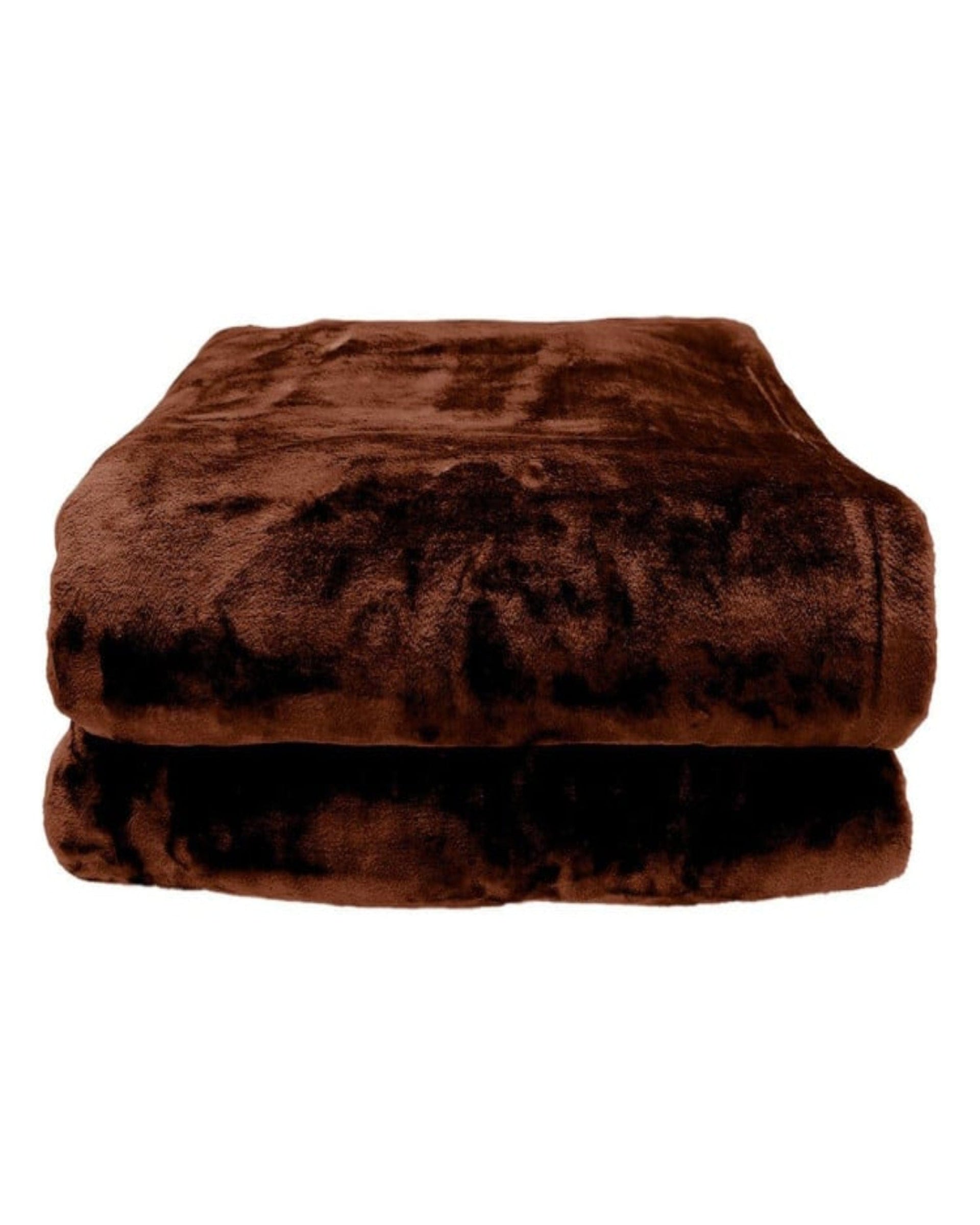 Laura Hill Blanket LAURA HILL FAUX MINK BLANKET 800GSM HEAVY DOUBLE-SIDED - CHOCOLATE