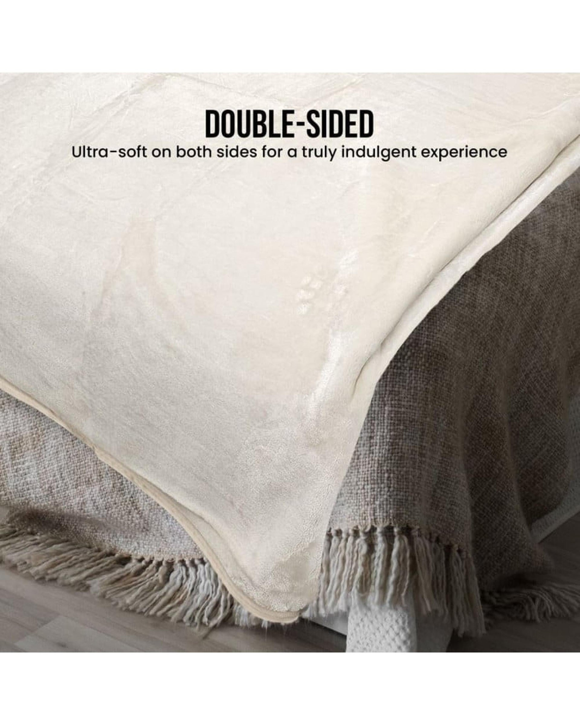 Laura Hill Blanket Laura Hill XL Double-Sided Oversized Faux Mink Blanket 305x305cm Beige