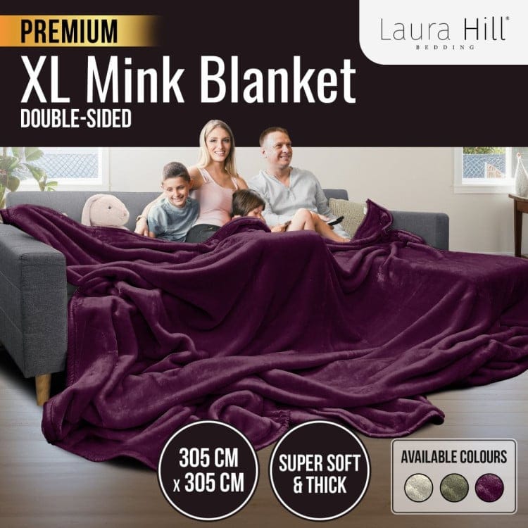 Laura Hill Blanket Laura Hill XL Double-Sided Oversized Faux Mink Blanket 305x305cm Purple