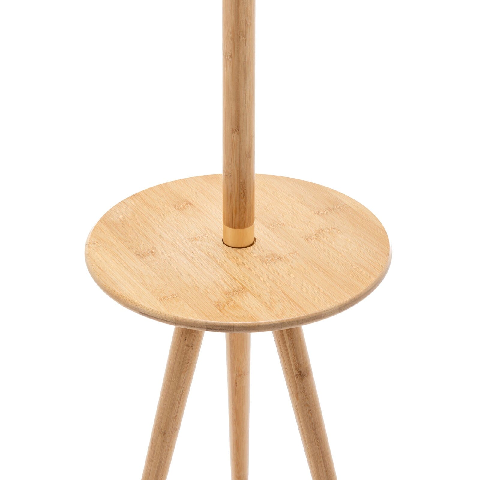 Lexi Lighting Home & Garden 165cm Adjustable Bamboo Tripod Floor Lamp Light with Linen Shade & Built-In Table