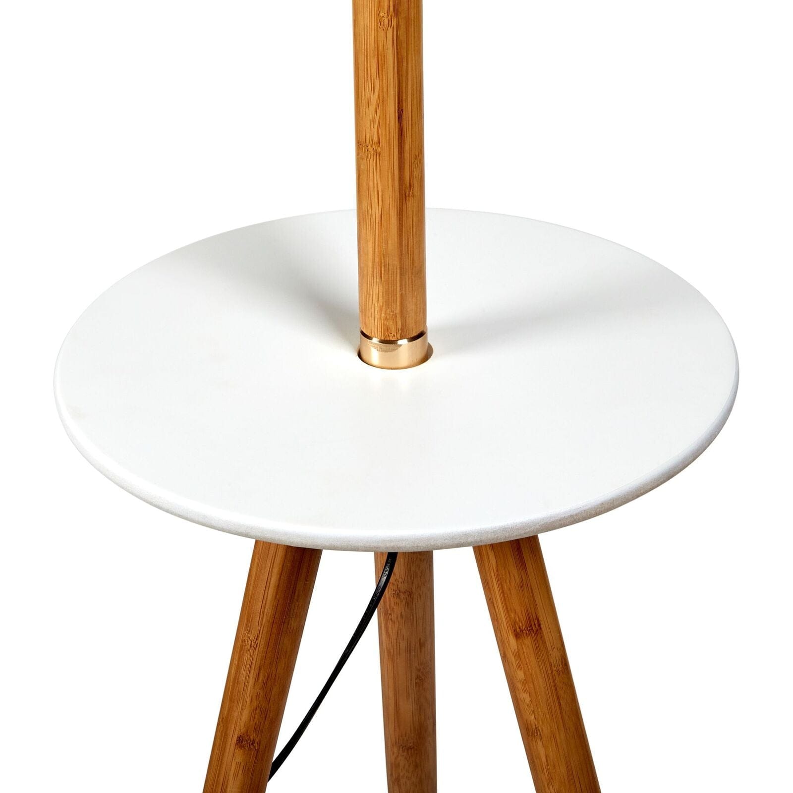 Lexi Lighting Home & Garden 165cm Adjustable Bamboo Tripod Floor Lamp Light with Linen Shade & Built-In Table
