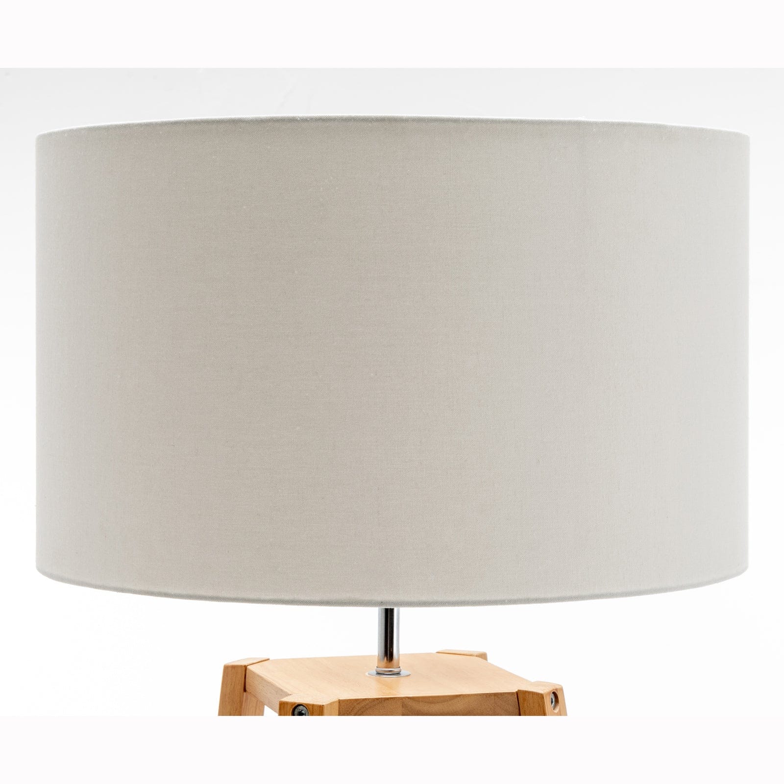 Lexi Lighting Home & Garden Eiffel 3 Tier Natural Wood Floor Lamp w/ Storage Shelves + Off White Linen Shade