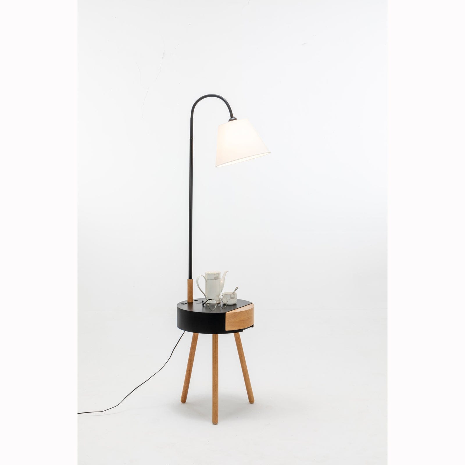 Lexi Lighting Home & Garden Florence Tripod Lamp Shelf Storage Drawer Bed Side Table Light w/ USB Charger