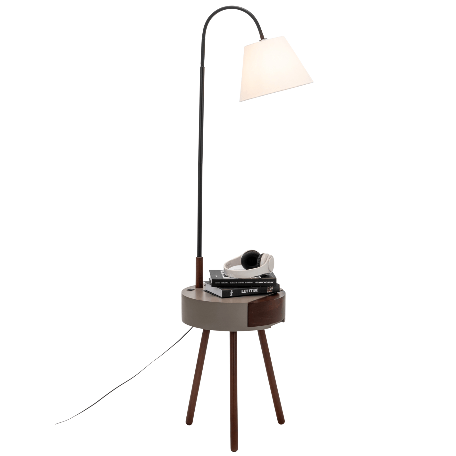 Lexi Lighting Home & Garden Florence Tripod Lamp Shelf Storage Drawer Bed Side Table Light w/ USB Charger