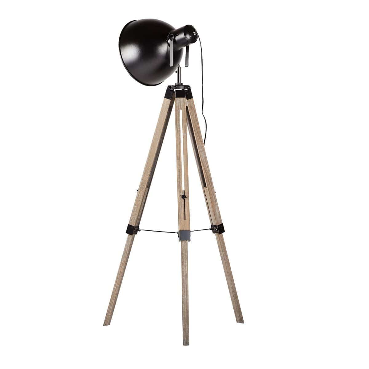 Lexi Lighting Home & Garden Havana Retro Large Tripod Floor Lamp Industrial Modern Adjustable Wood Frame Light