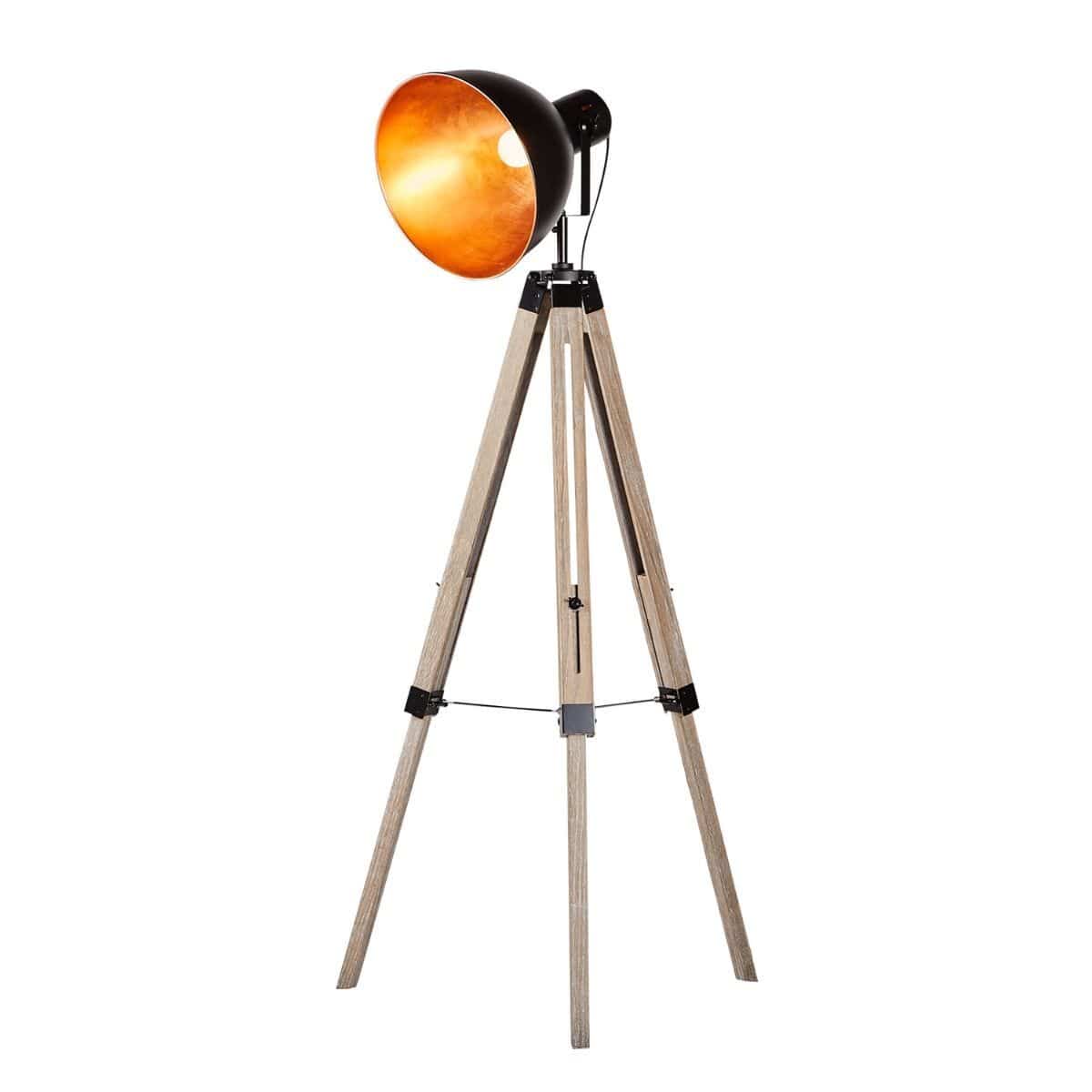 Lexi Lighting Home & Garden Havana Retro Large Tripod Floor Lamp Industrial Modern Adjustable Wood Frame Light