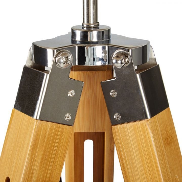 Lexi Lighting Home & Garden LARGE TRIPOD FLOOR LAMP Linen Shade Modern Light Bamboo Vintage Wooden Retro