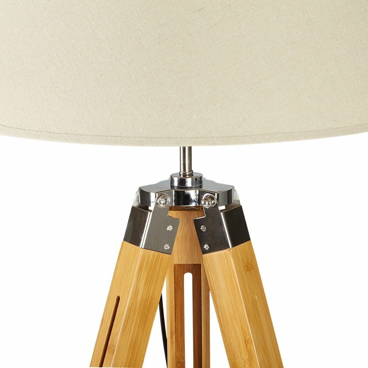 Lexi Lighting Home & Garden LARGE TRIPOD FLOOR LAMP Linen Shade Modern Light Bamboo Vintage Wooden Retro
