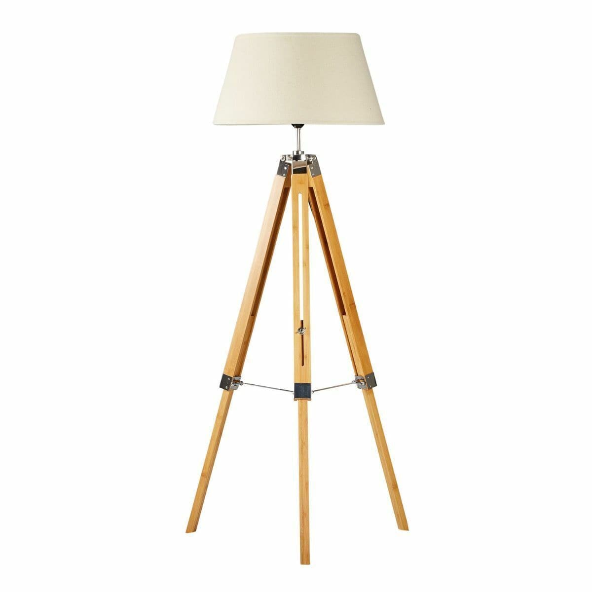 Lexi Lighting Home & Garden LARGE TRIPOD FLOOR LAMP Linen Shade Modern Light Bamboo Vintage Wooden Retro