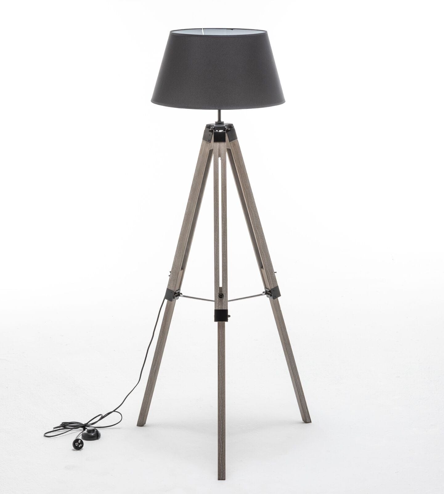 Lexi Lighting Home & Garden LARGE TRIPOD FLOOR LAMP Linen Shade Modern Light Retro Vintage Wooden