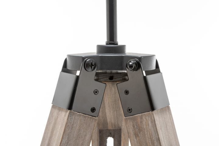 Lexi Lighting Home & Garden LARGE TRIPOD FLOOR LAMP Linen Shade Modern Light Retro Vintage Wooden