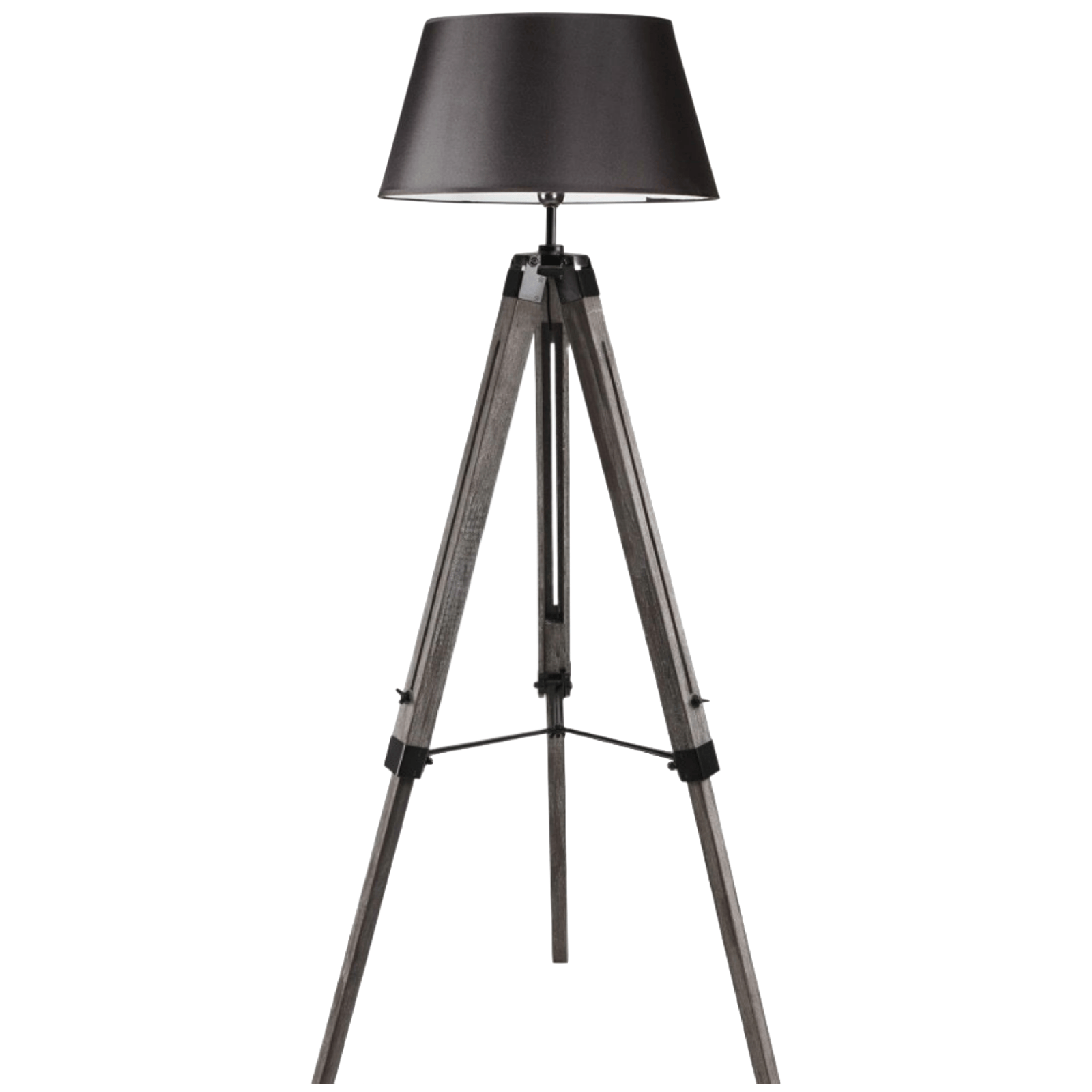 Lexi Lighting Home & Garden LARGE TRIPOD FLOOR LAMP Linen Shade Modern Light Retro Vintage Wooden