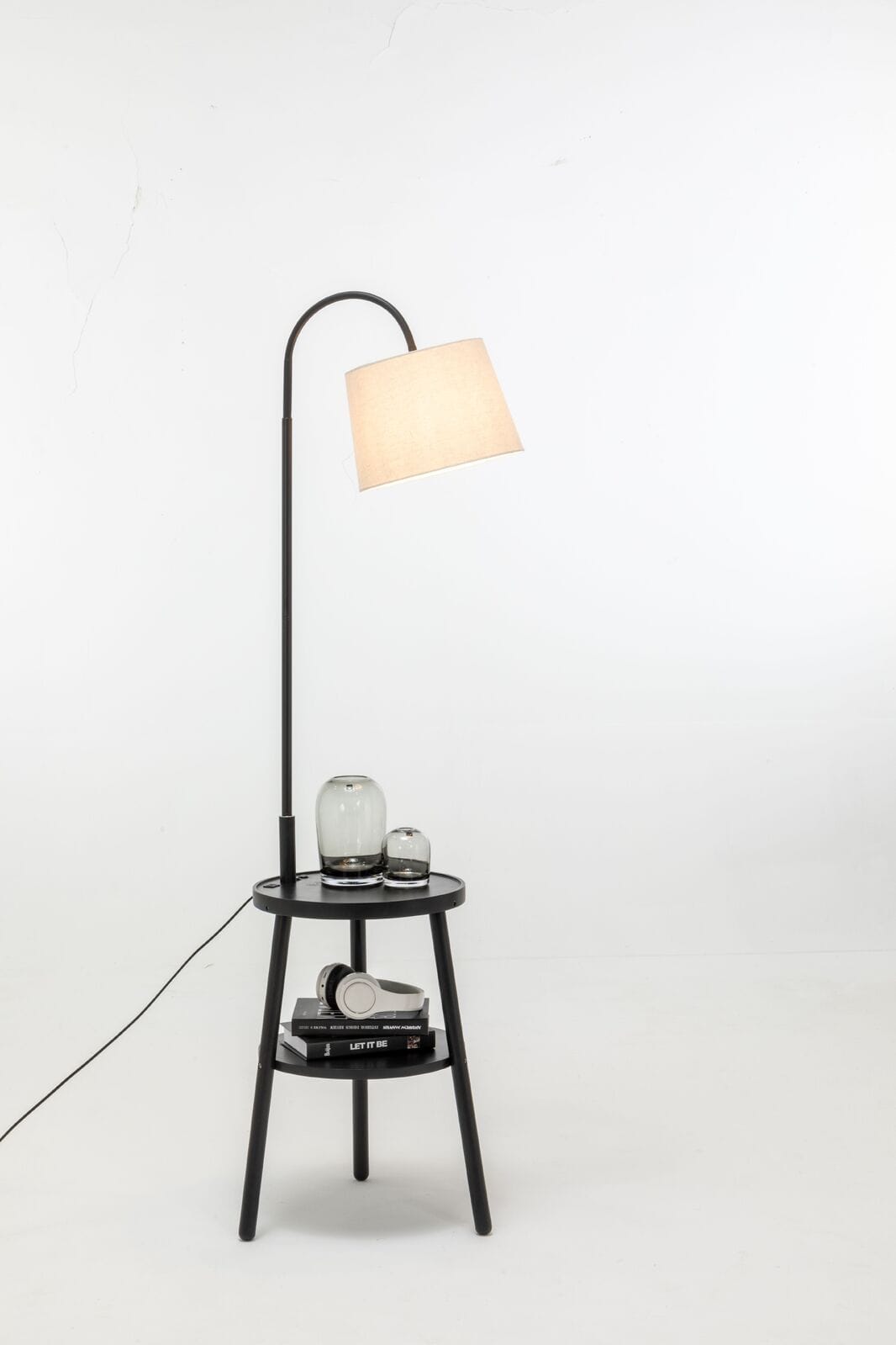 Lexi Lighting Home & Garden Naples Tripod Floor Lamp Shelf Storage Drawer Bed Side Table Light w/ USB Charger