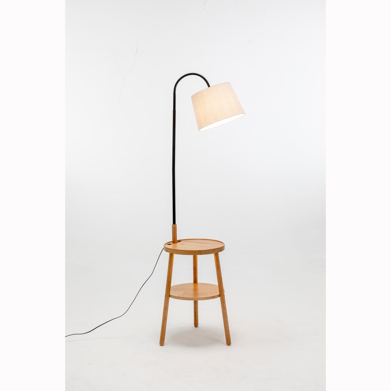 Lexi Lighting Home & Garden Naples Tripod Floor Lamp Shelf Storage Drawer Bed Side Table Light w/ USB Charger