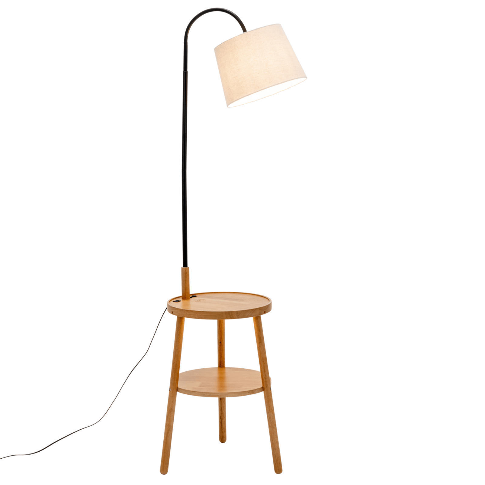 Lexi Lighting Home & Garden Naples Tripod Floor Lamp Shelf Storage Drawer Bed Side Table Light w/ USB Charger