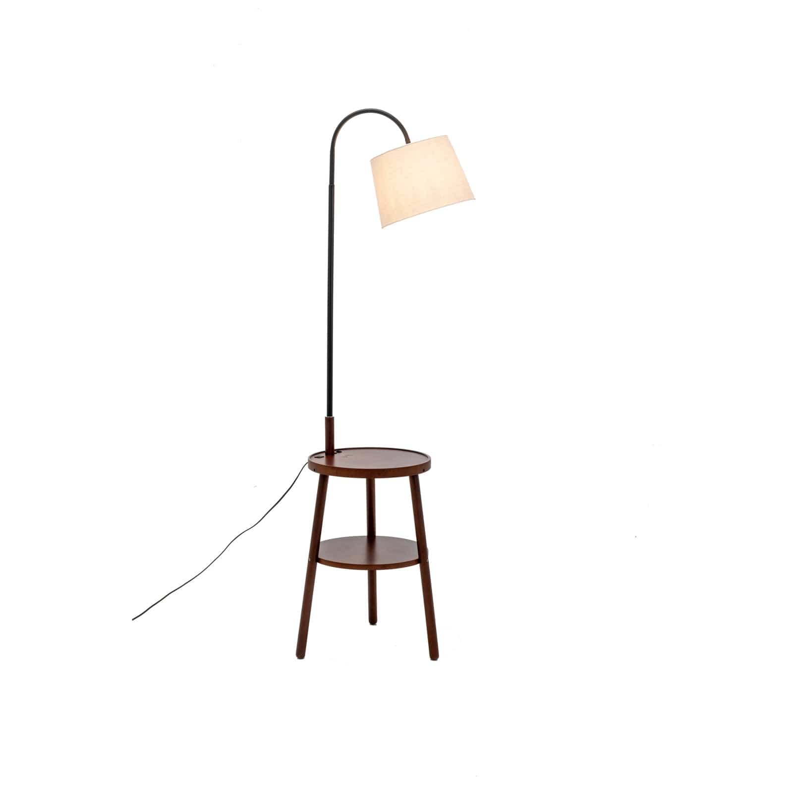 Lexi Lighting Home & Garden Naples Tripod Floor Lamp Shelf Storage Drawer Bed Side Table Light w/ USB Charger