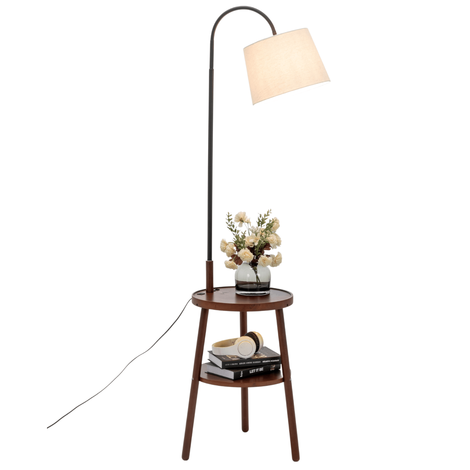 Lexi Lighting Home & Garden Naples Tripod Floor Lamp Shelf Storage Drawer Bed Side Table Light w/ USB Charger