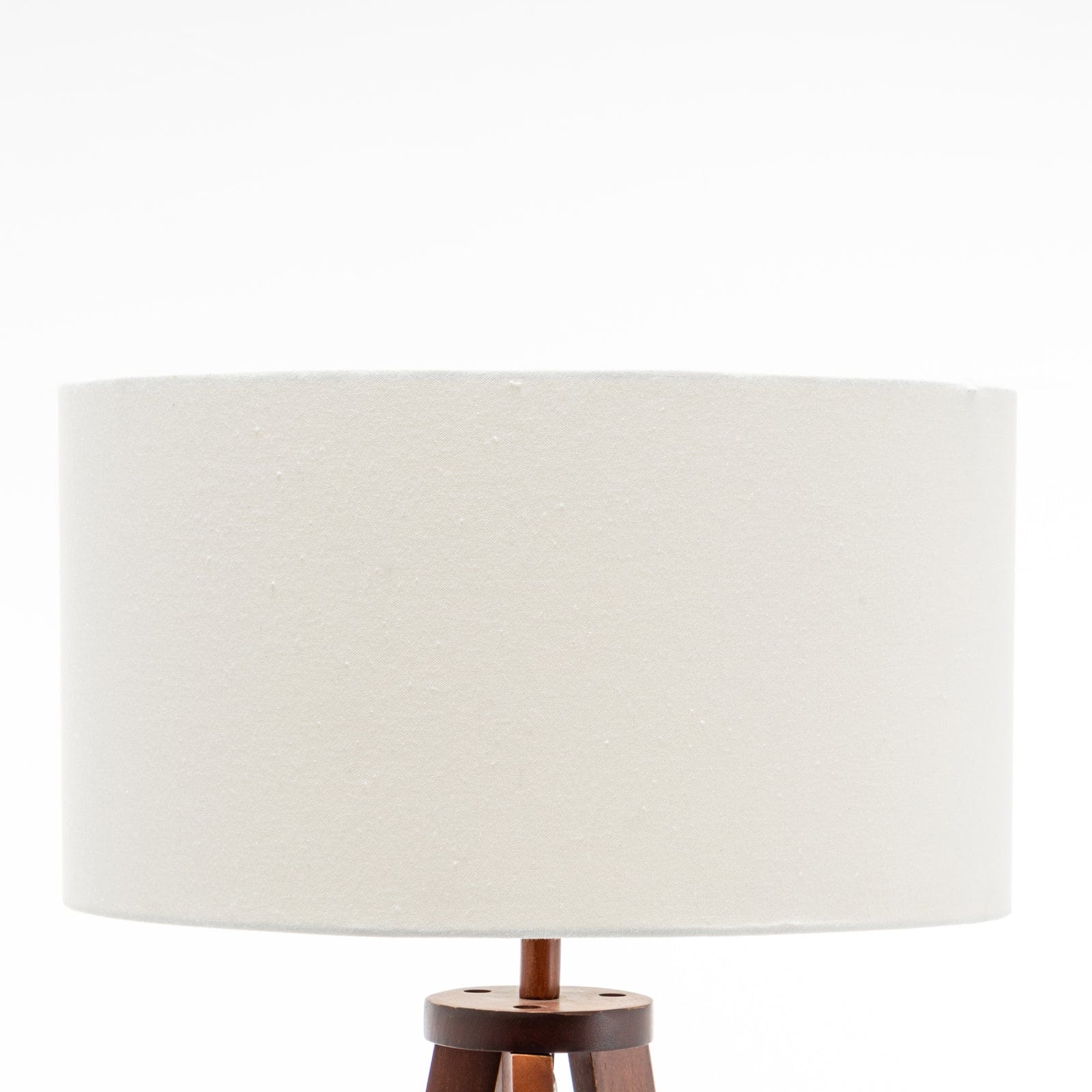 Lexi Lighting Home & Garden Natural Wooden Tripod Floor Lamp w/ Round Shelf + Off White Linen Shade - Cherry
