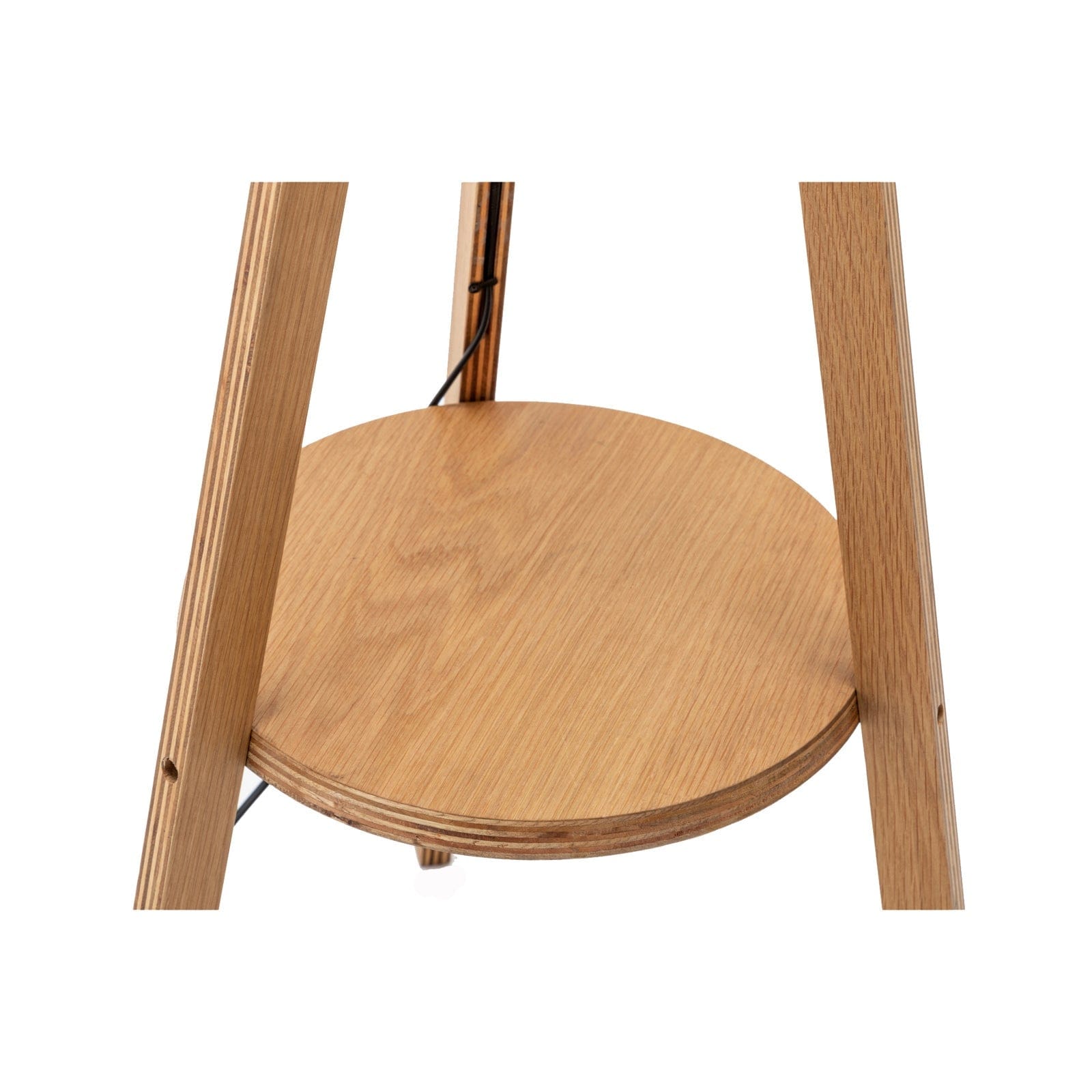 Lexi Lighting Home & Garden Natural Wooden Tripod Floor Lamp w/ Round Wood Shelf + Off White Linen Shade