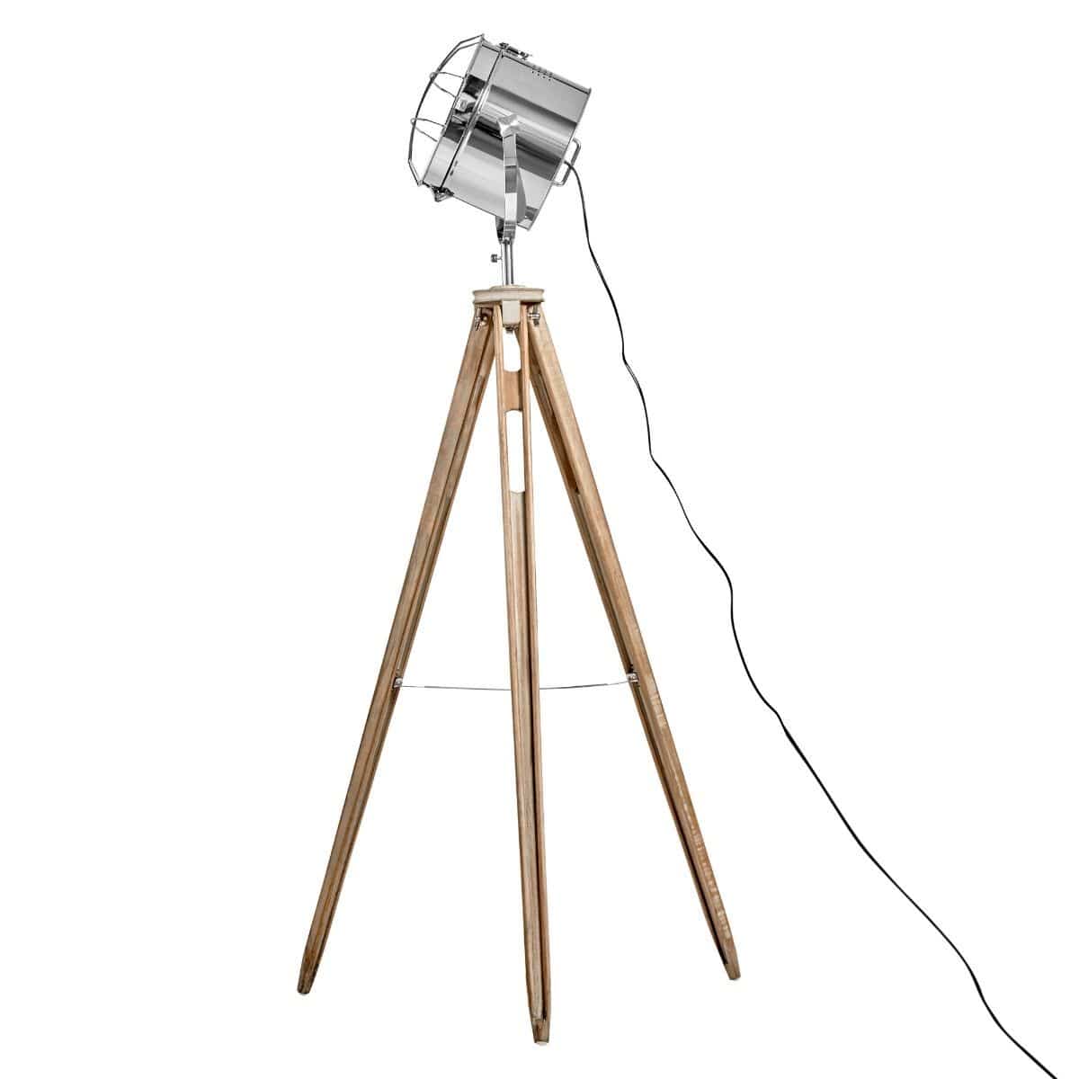 Lexi Lighting Home & Garden Nautical Tripod Floor Lamp Search Light Modern Chrome Head with Mesh