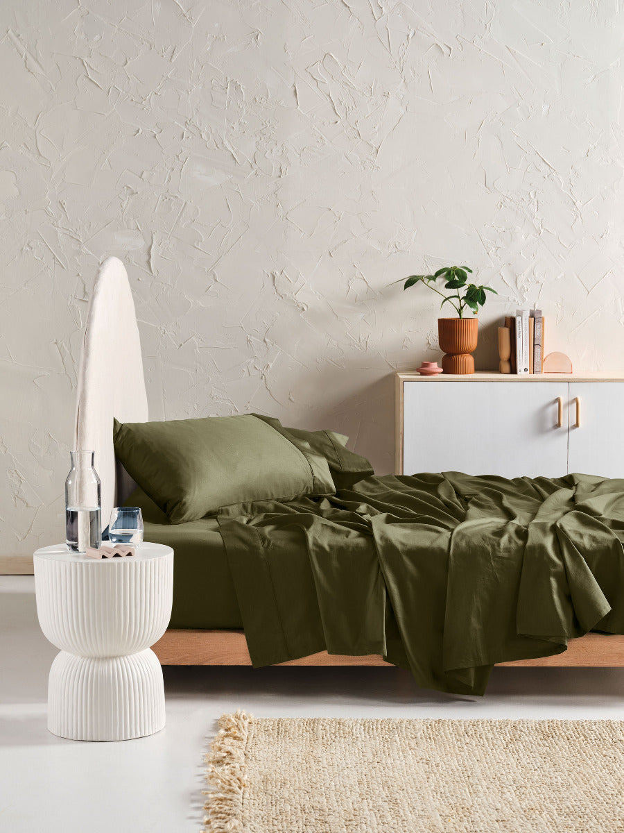 LINEN HOUSE AUGUSTA |  OLIVE SHEET SET