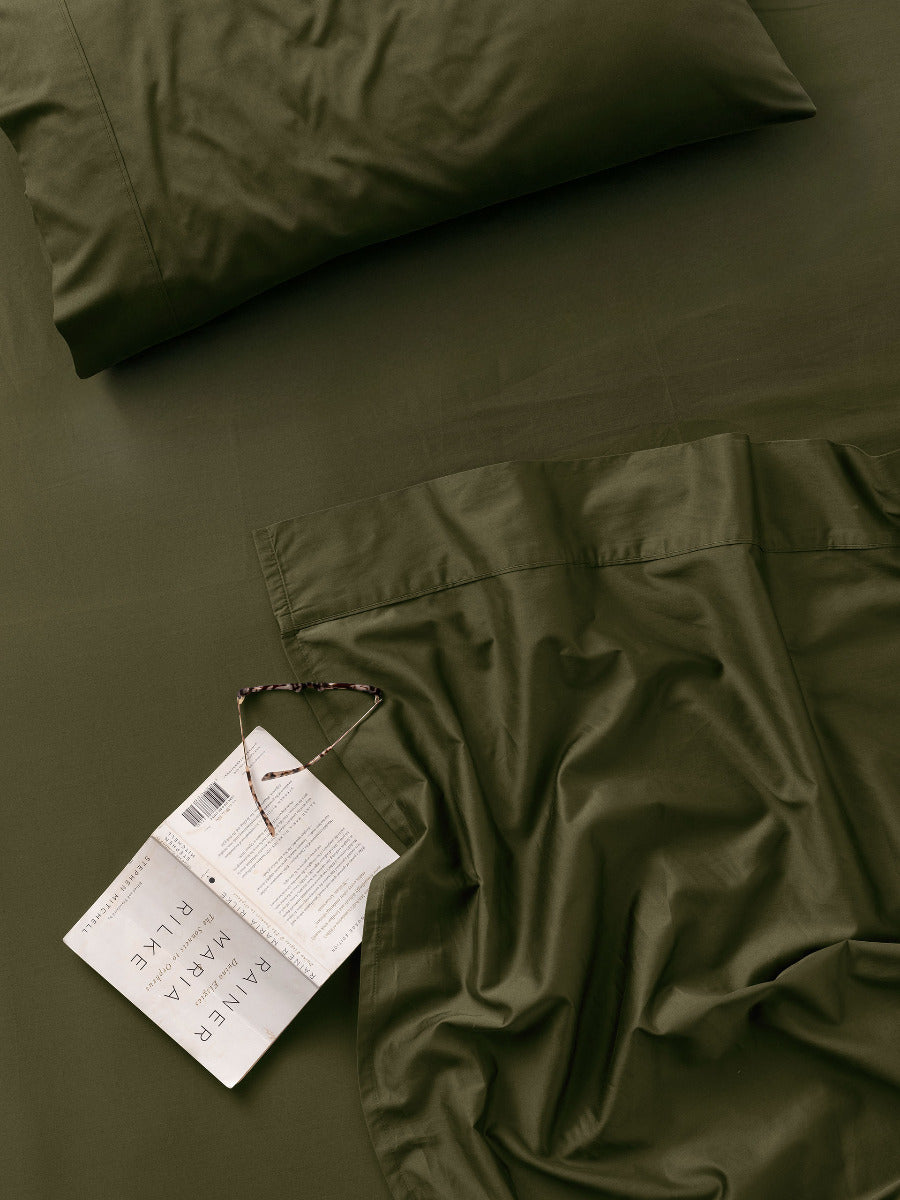 LINEN HOUSE AUGUSTA |  OLIVE SHEET SET