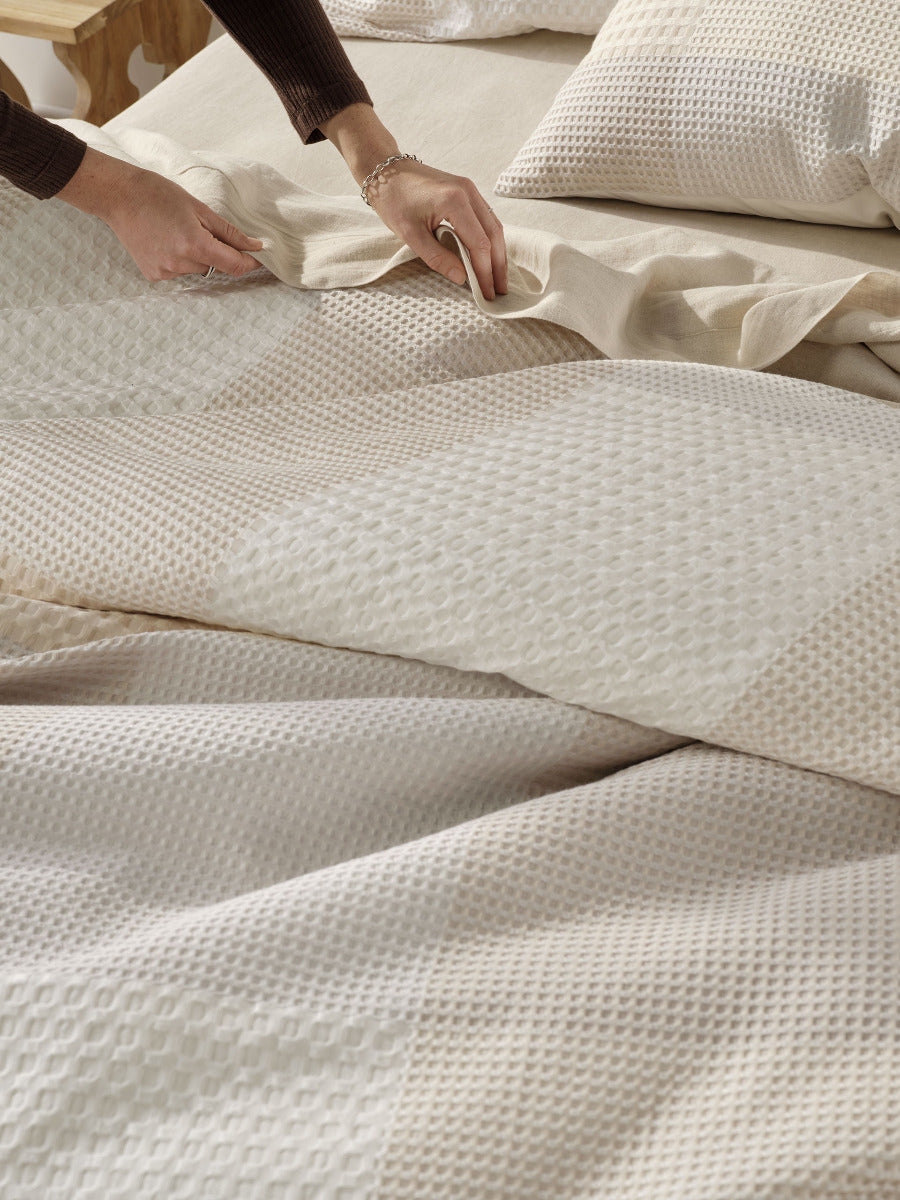 LINEN HOUSE BALEARES NATURAL QUILT COVER SET (Copy) Linen House
