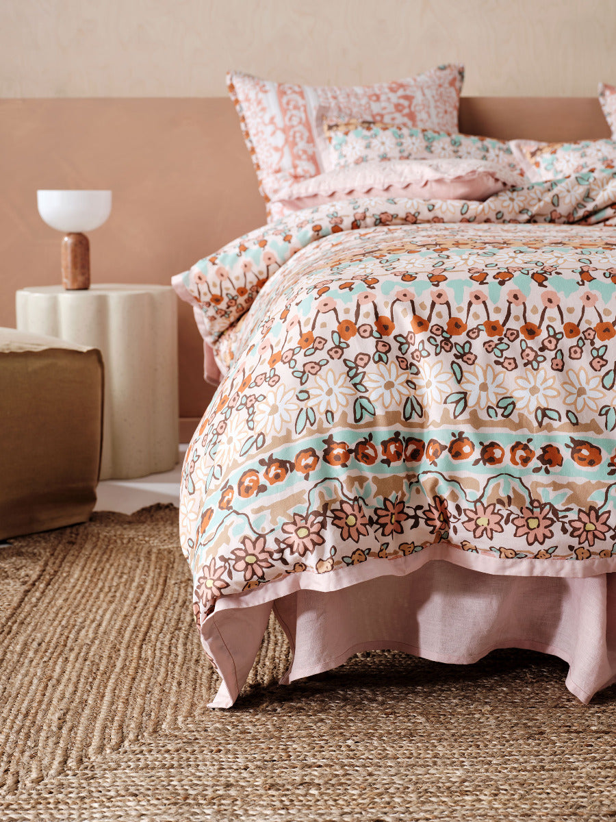 LINEN HOUSE CASSIS CORAL QUILT COVER SET Linen House