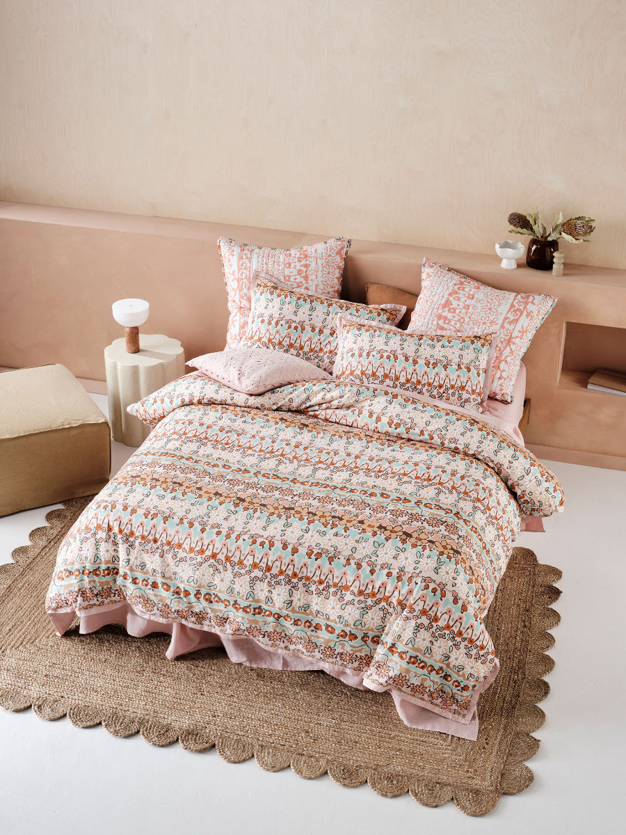 LINEN HOUSE CASSIS CORAL QUILT COVER SET Linen House