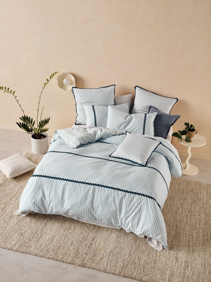 LINEN HOUSE CHICA QUILT COVER SET - BLUE Linen House