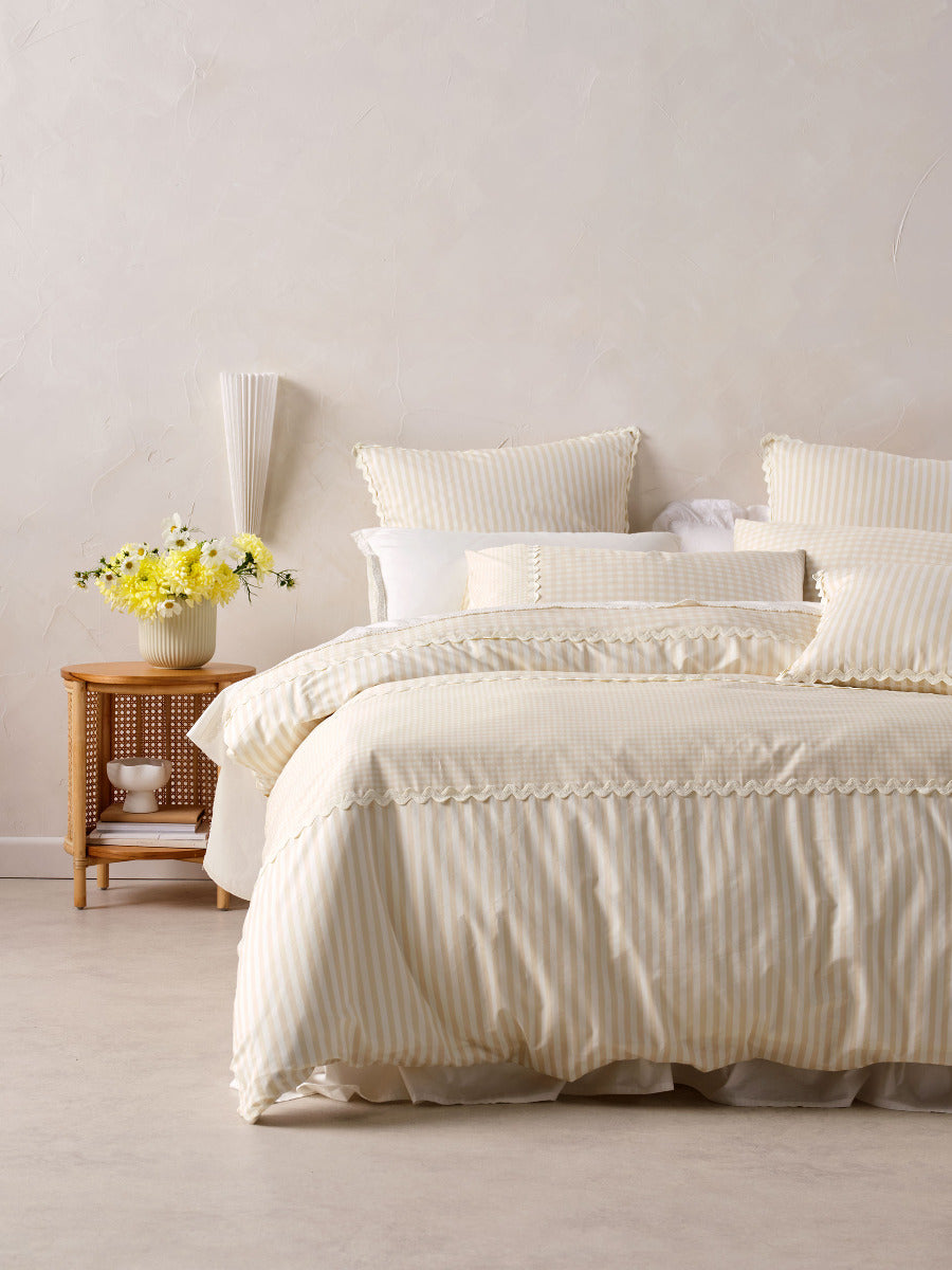 LINEN HOUSE CHICA QUILT COVER SET - NATURAL Linen House