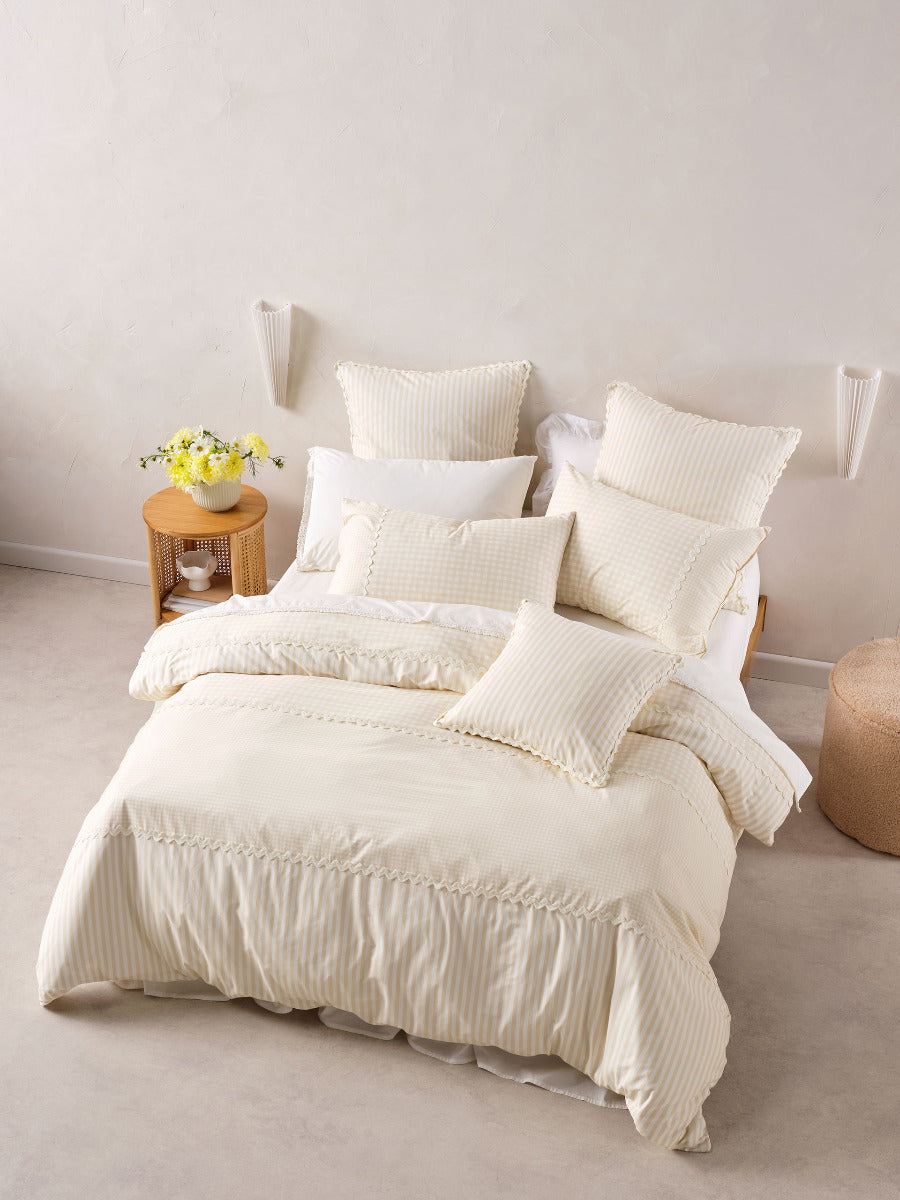 LINEN HOUSE CHICA QUILT COVER SET - NATURAL Linen House