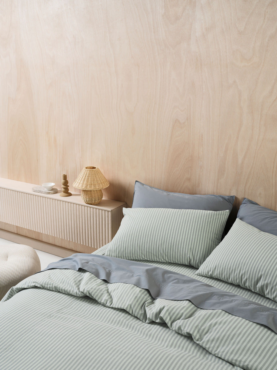 LINEN HOUSE CLASSIC STRIPE | EUCALYPTUS QUILT COVER Linen House