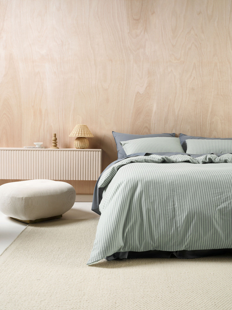 LINEN HOUSE CLASSIC STRIPE | EUCALYPTUS QUILT COVER Linen House