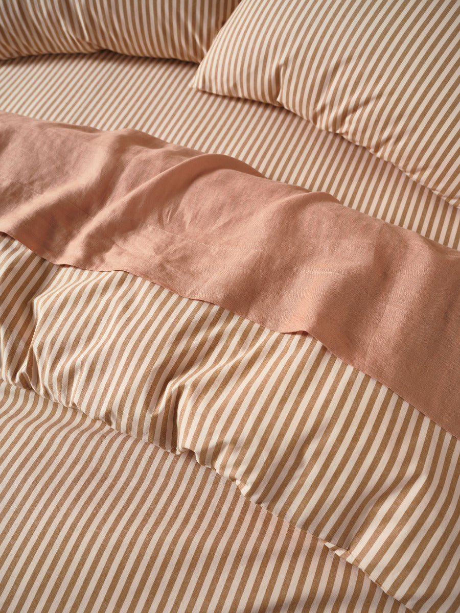 LINEN HOUSE CLASSIC STRIPE | NUTMEG QUILT COVER Linen House