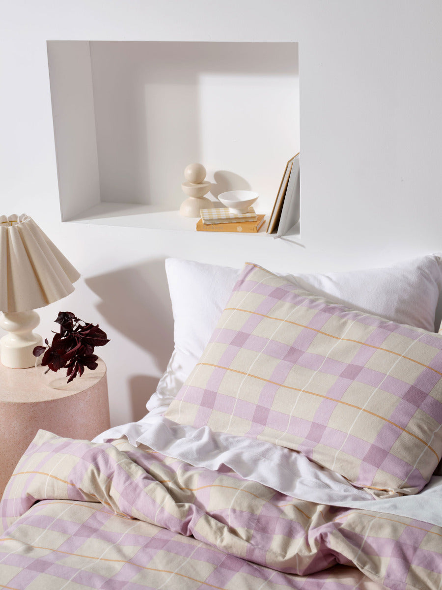 LINEN HOUSE FLANNELETTE QUILT COVER SET - CORINNE LAVENDER Linen House