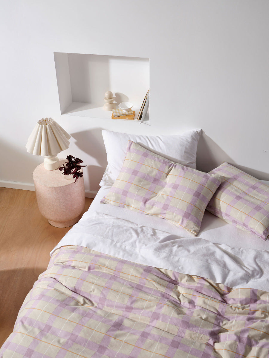 LINEN HOUSE FLANNELETTE QUILT COVER SET - CORINNE LAVENDER Linen House