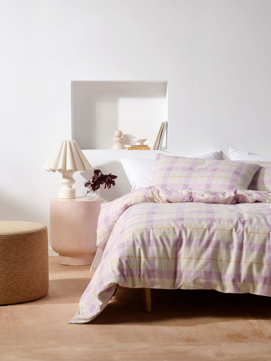 LINEN HOUSE FLANNELETTE QUILT COVER SET - CORINNE LAVENDER Linen House