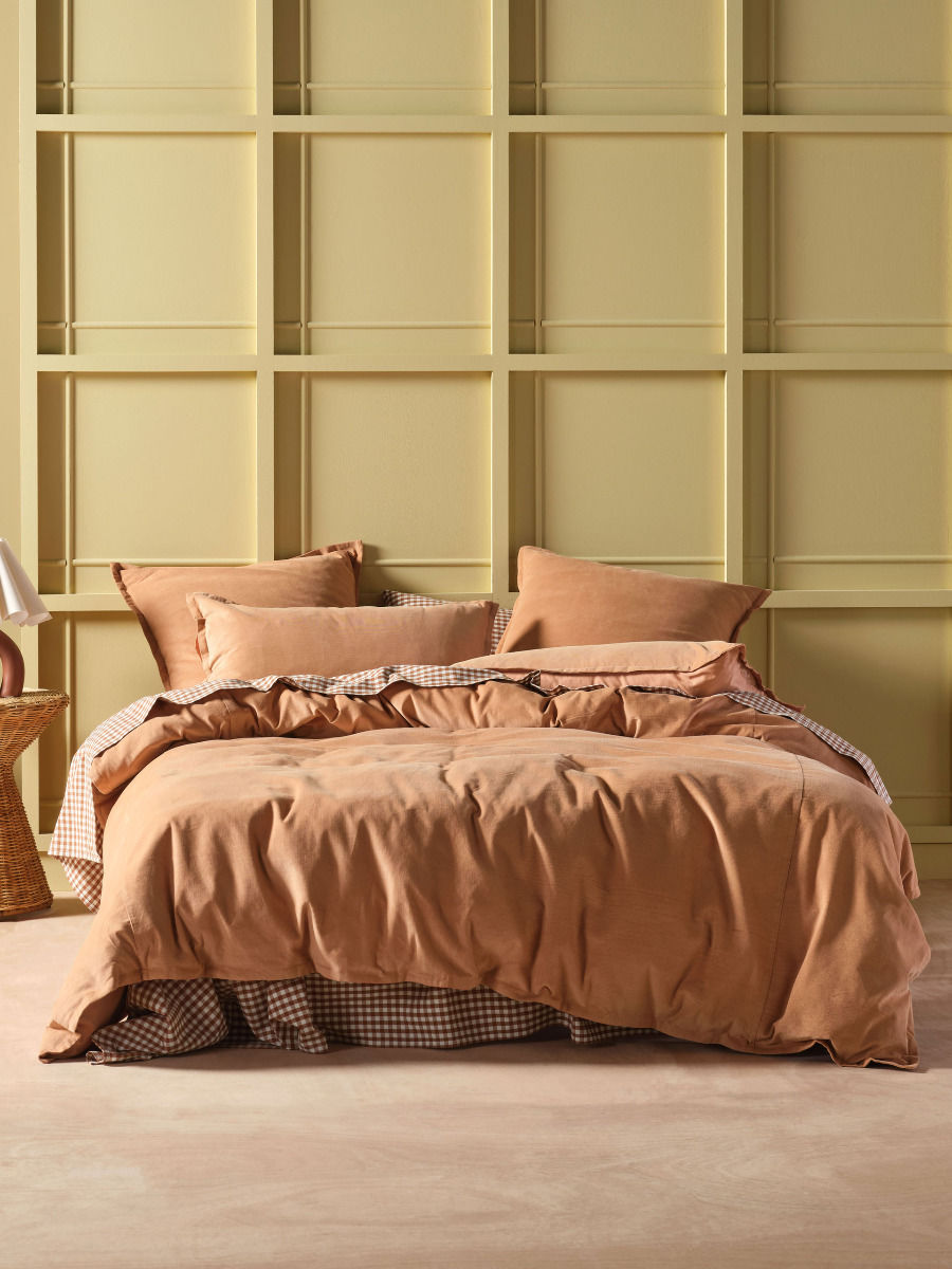 LINEN HOUSE DEN CARAMEL QUILT COVER SET Linen House