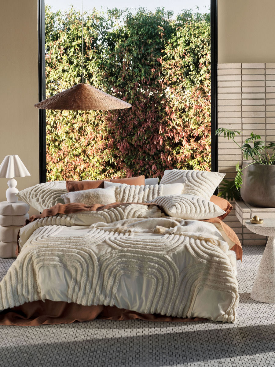 LINEN HOUSE FARRAH VANILLA QUILT COVER SET Linen House